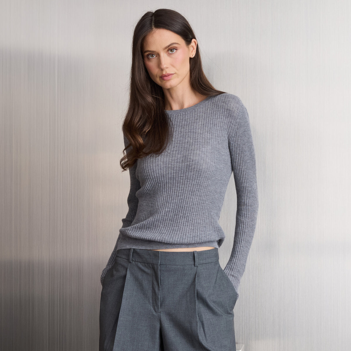 CALIFORNIA CASHMERE RIBBED CREW