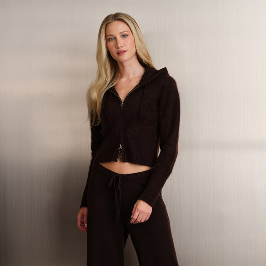 BRUSHED CROPPED ZIP HOODIE  