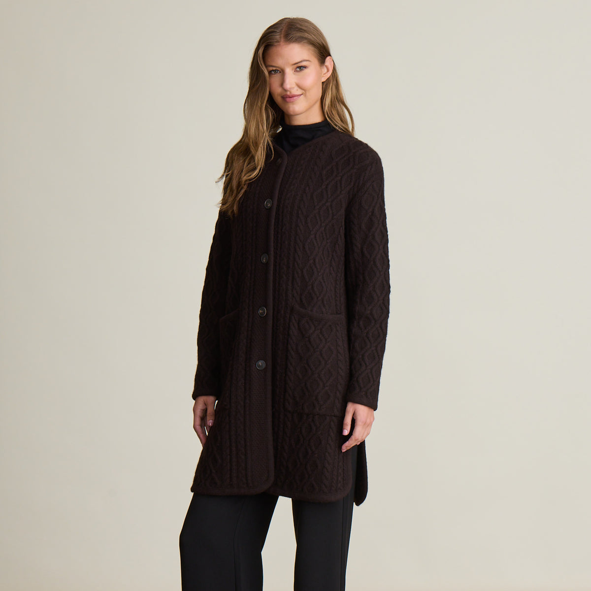 CABLE BUTTON UP COAT