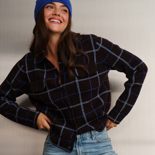PLAID CASHMERE JEAN JACKET  