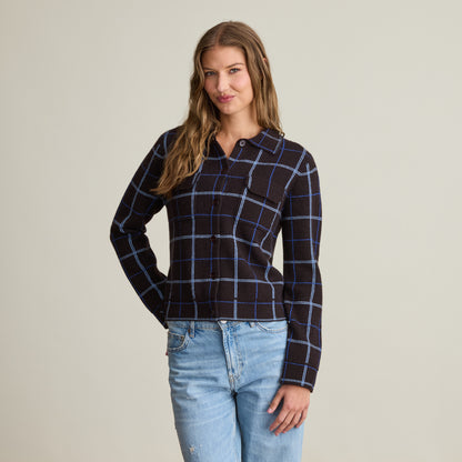 PLAID CASHMERE JEAN JACKET