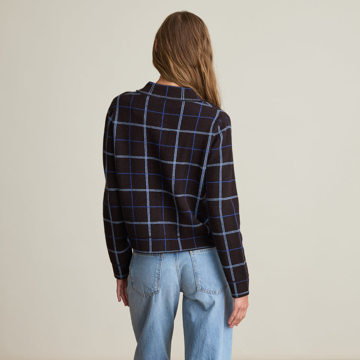 PLAID CASHMERE JEAN JACKET
