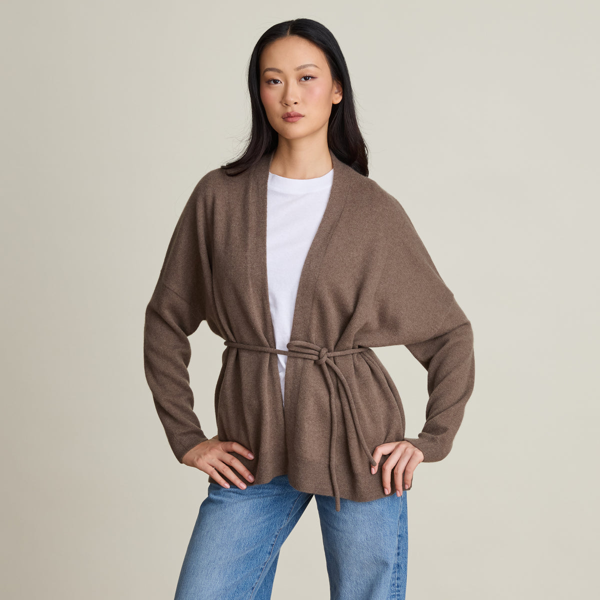 BELTED WRAP CARDIGAN