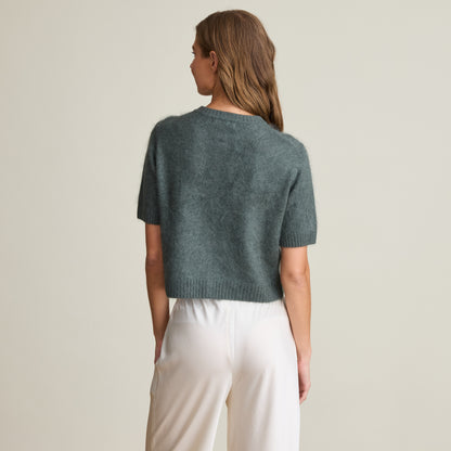 BRUSHED SHORT SLEEVE CARDIGAN