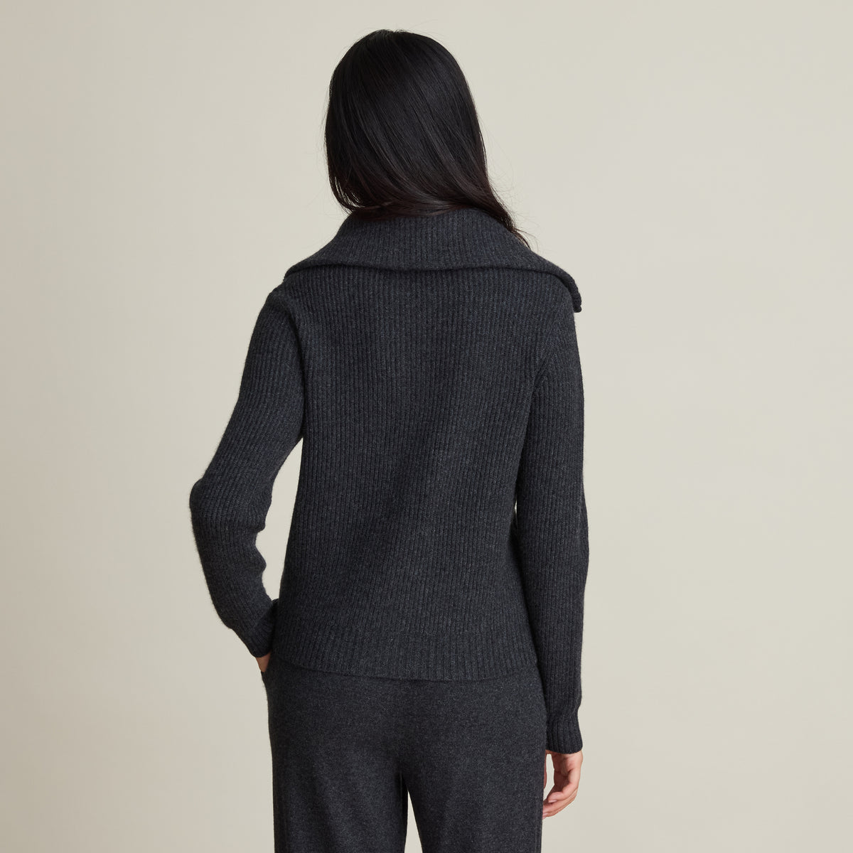 POINTELLE ZIP CARDIGAN