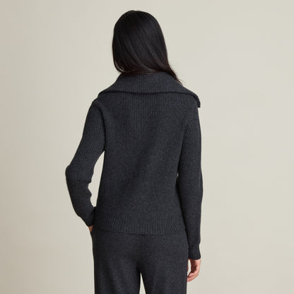 POINTELLE ZIP CARDIGAN