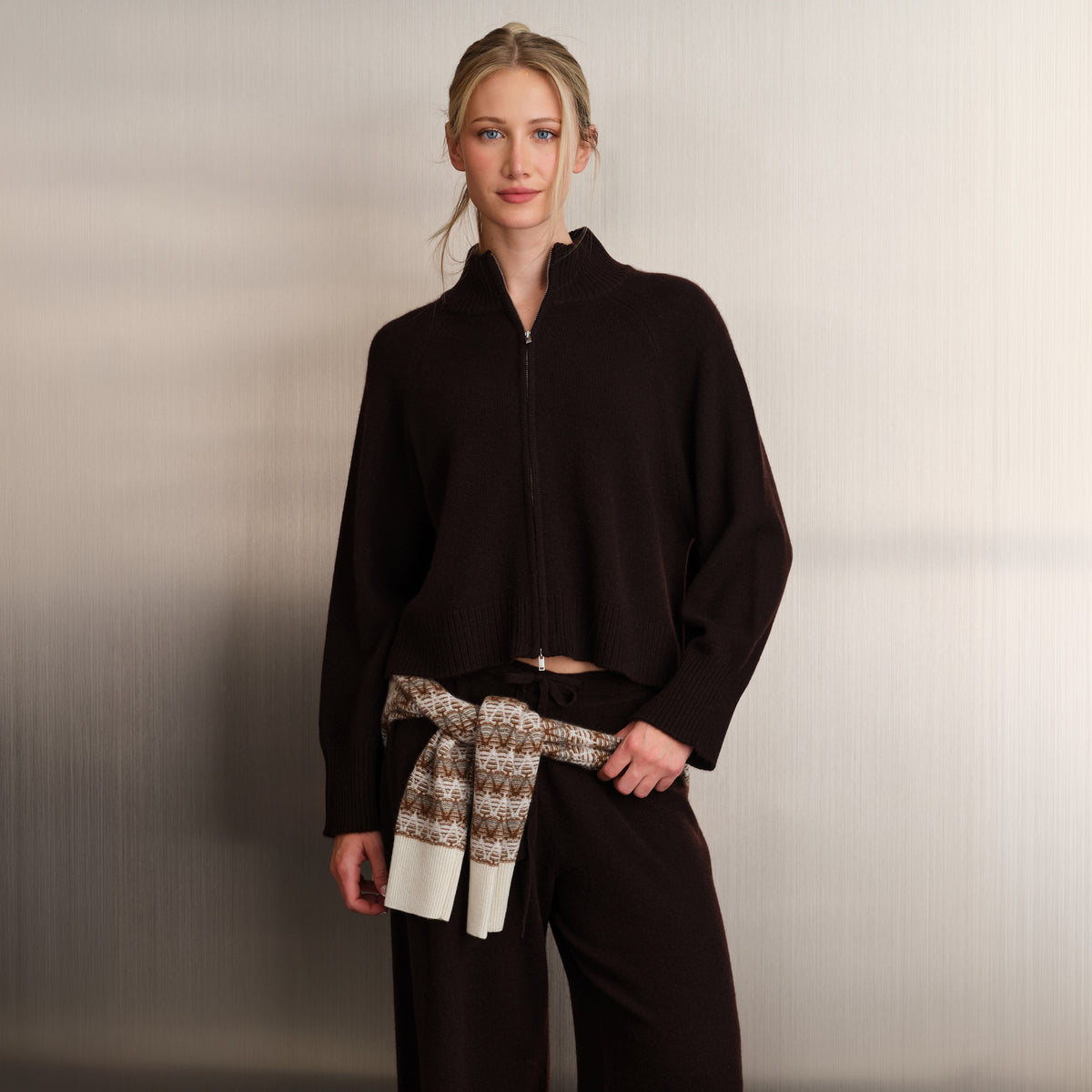BELL SLEEVE ZIP CARDIGAN