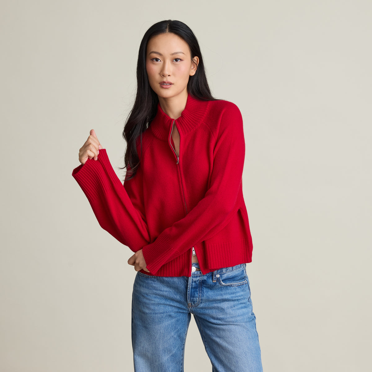 BELL SLEEVE ZIP CARDIGAN