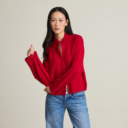 BELL SLEEVE ZIP CARDIGAN