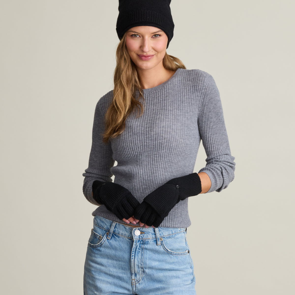 RIBBED CONVERTIBLE MITTEN
