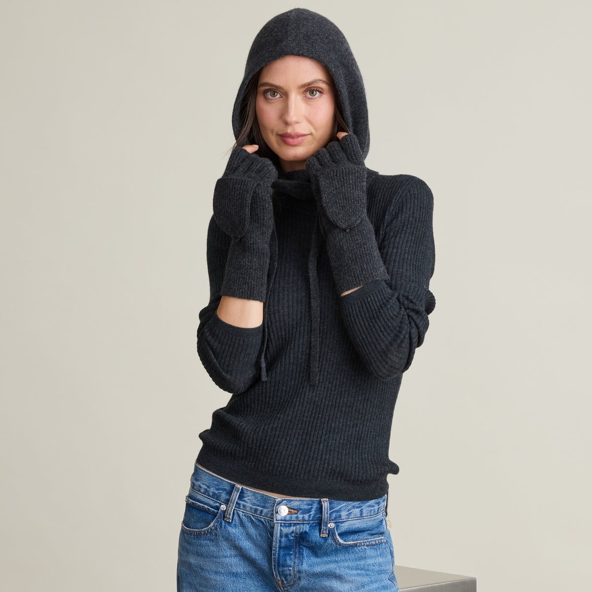 RIBBED CONVERTIBLE MITTEN