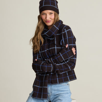 PLAID FINGERLESS GLOVE