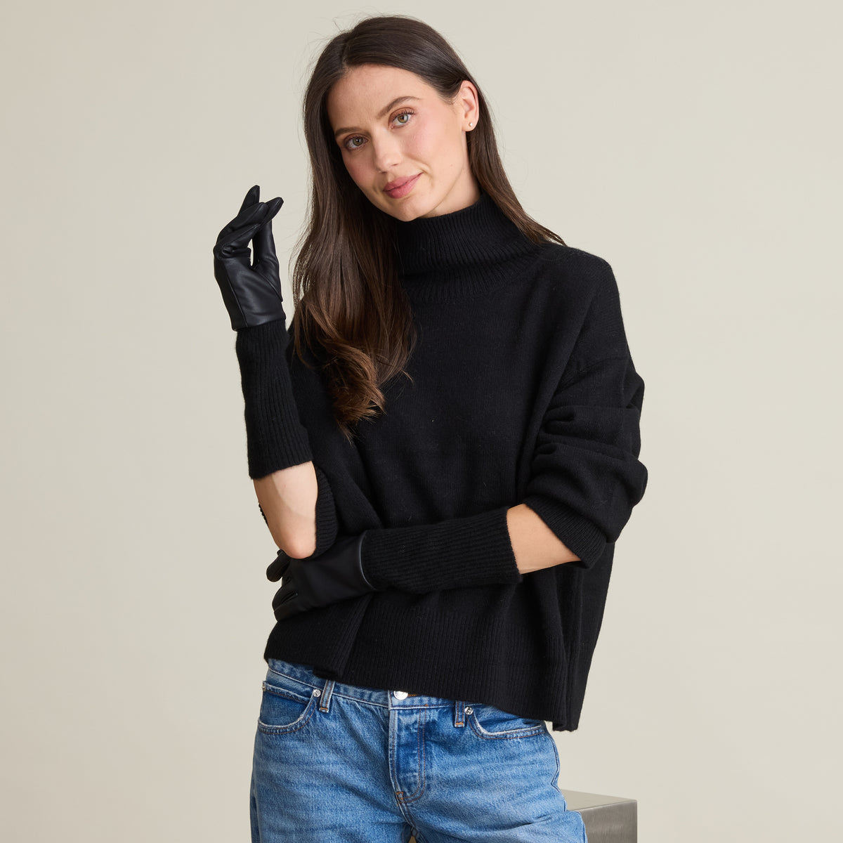 CASHMERE LINED FAUX LEATHER GLOVE