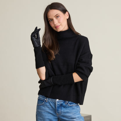 CASHMERE LINED FAUX LEATHER GLOVE