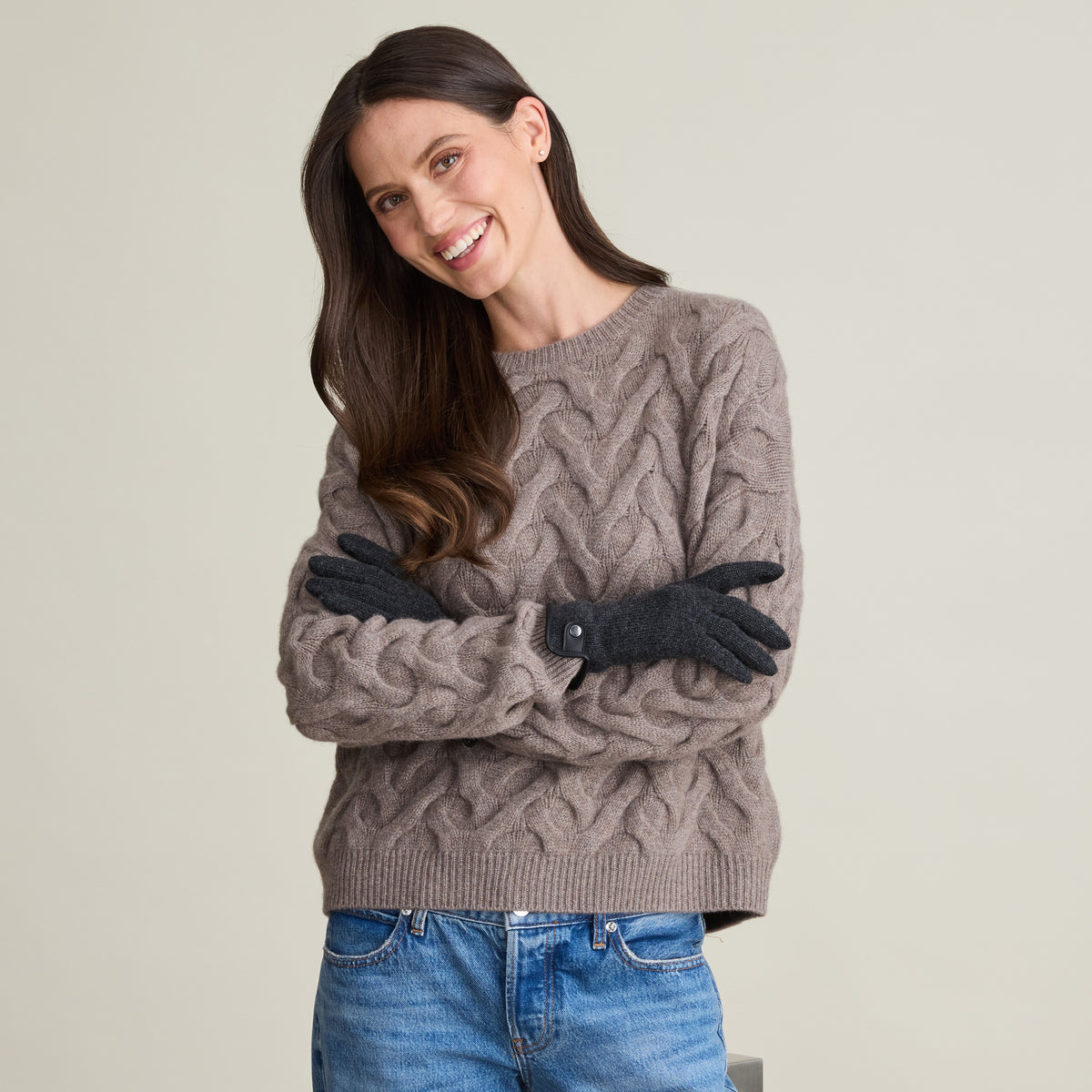 FAUX LEATHER TRIM GLOVE