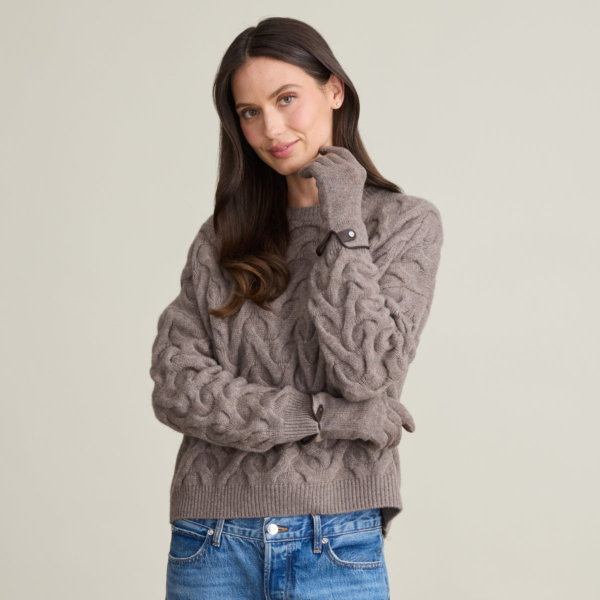 FAUX LEATHER TRIM GLOVE