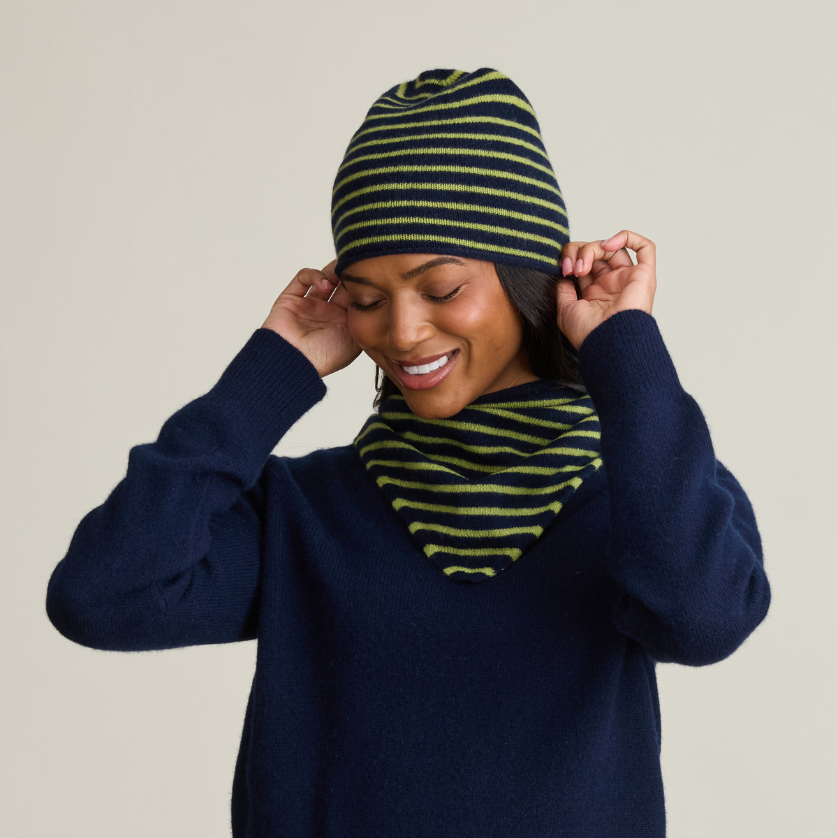 STRIPED ROLLED EDGE HAT