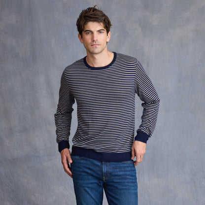 MEN'S STRIPE FINE GAUGE CREW