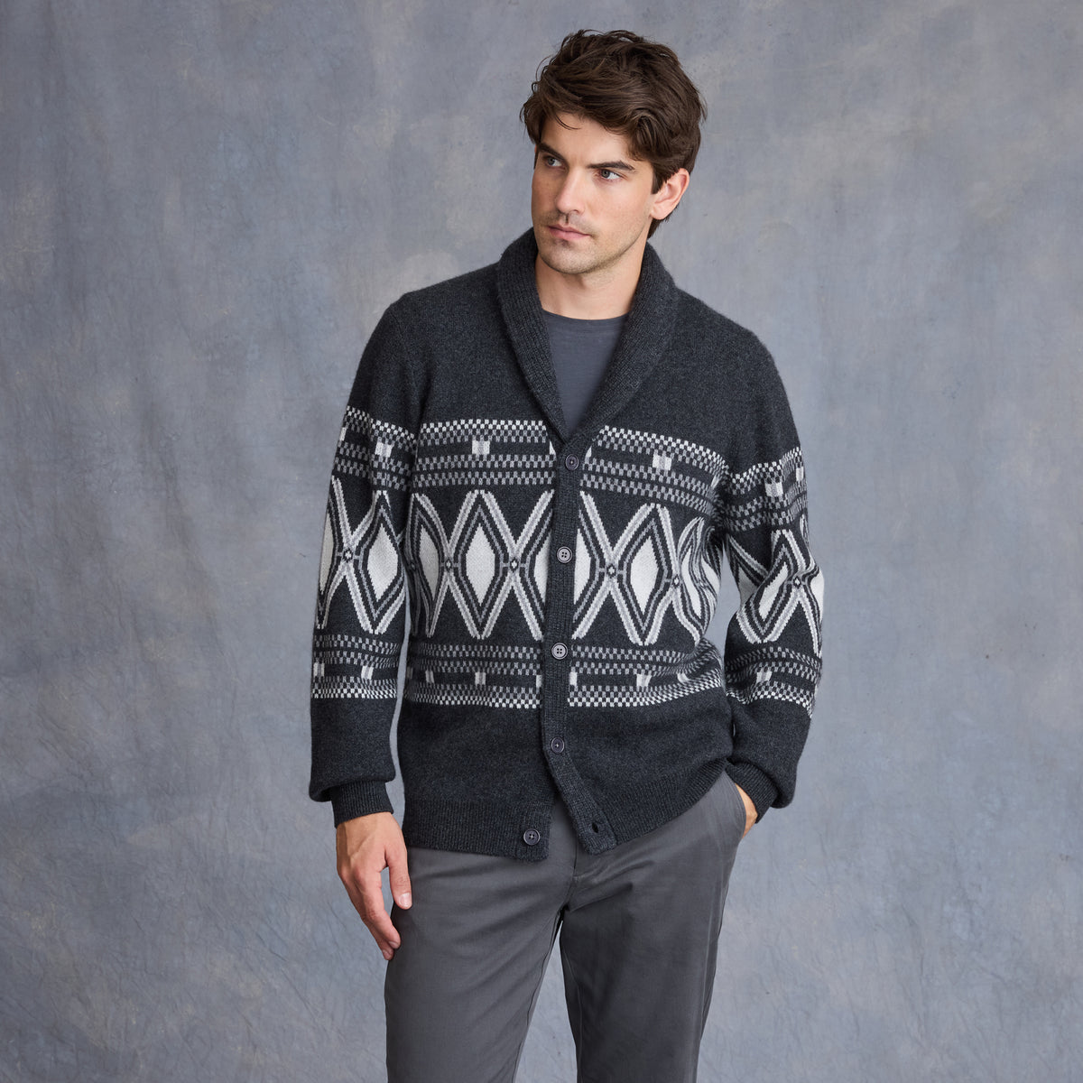 MEN'S FAIR ISLE SHAWL CARDIGAN
