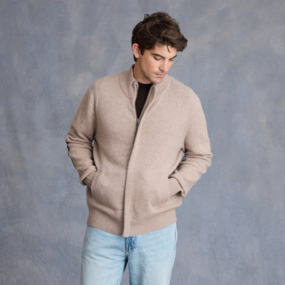 MEN'S ELBOW PATCH ZIP CARDIGAN