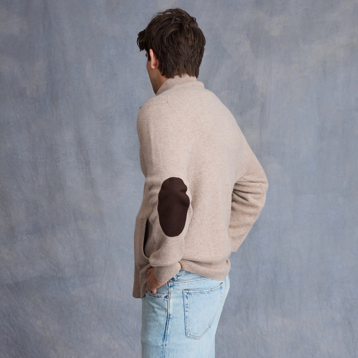 MEN'S ELBOW PATCH ZIP CARDIGAN