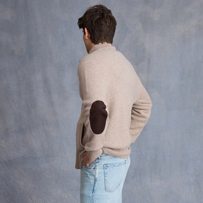 MEN'S ELBOW PATCH ZIP CARDIGAN
