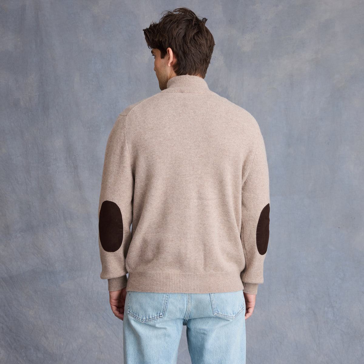 MEN'S ELBOW PATCH ZIP CARDIGAN