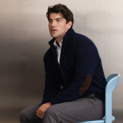 MEN'S ELBOW PATCH ZIP CARDIGAN