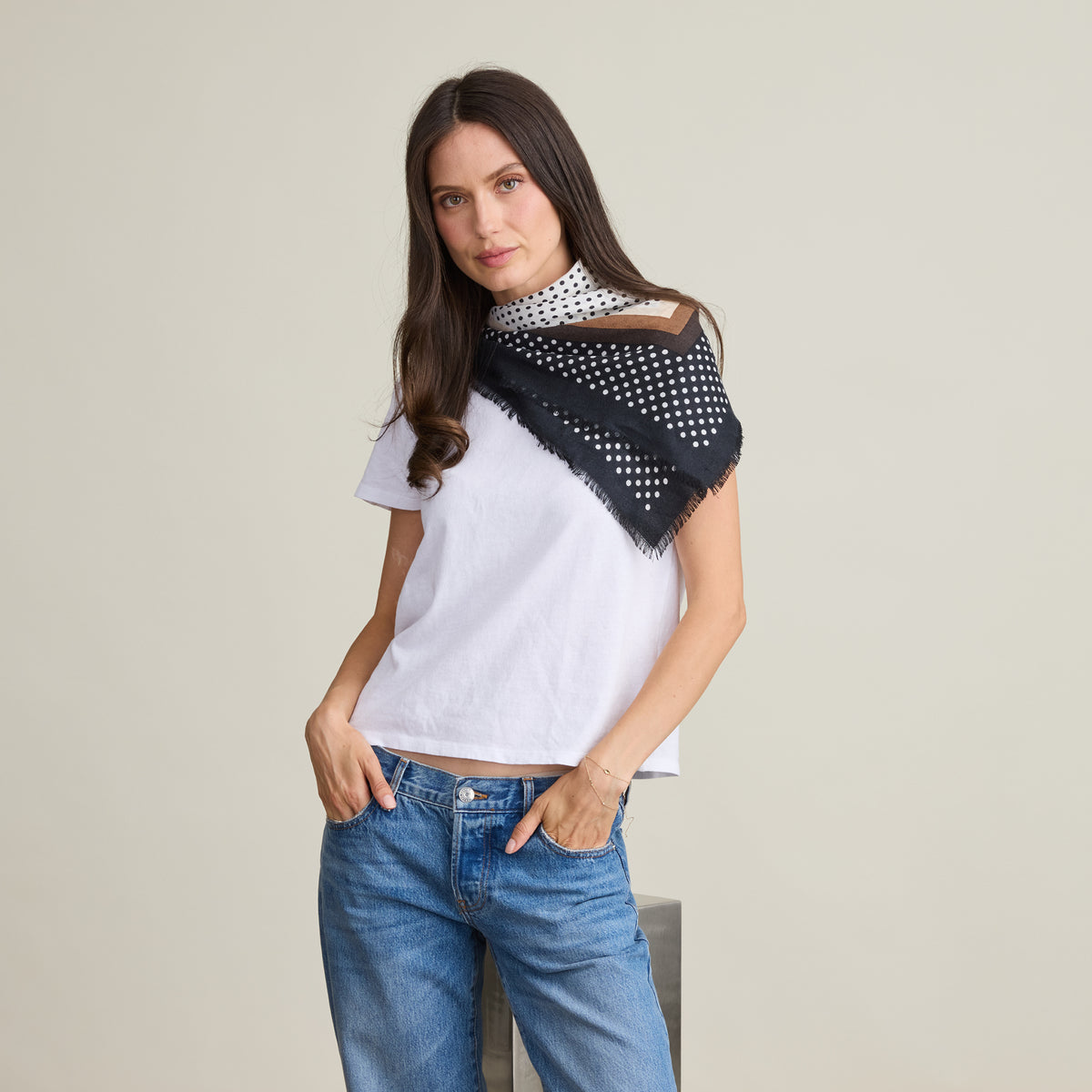 POLKADOT PRINTED SCARF