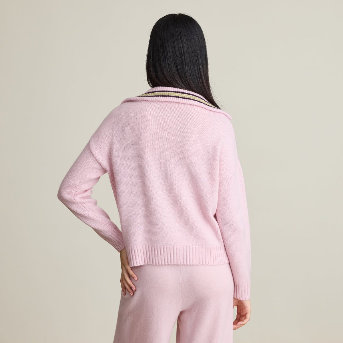 STRIPE COLLAR QUARTER ZIP