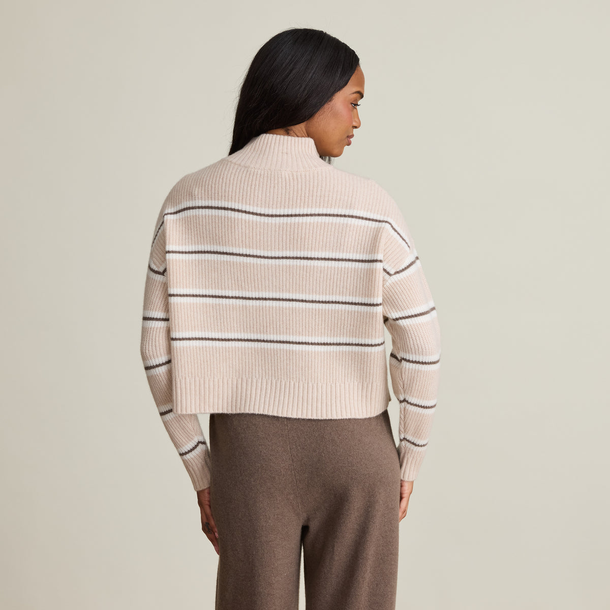 STRIPE CROPPED QUARTER ZIP