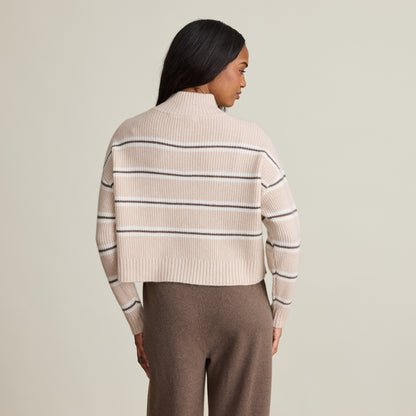 STRIPE CROPPED QUARTER ZIP