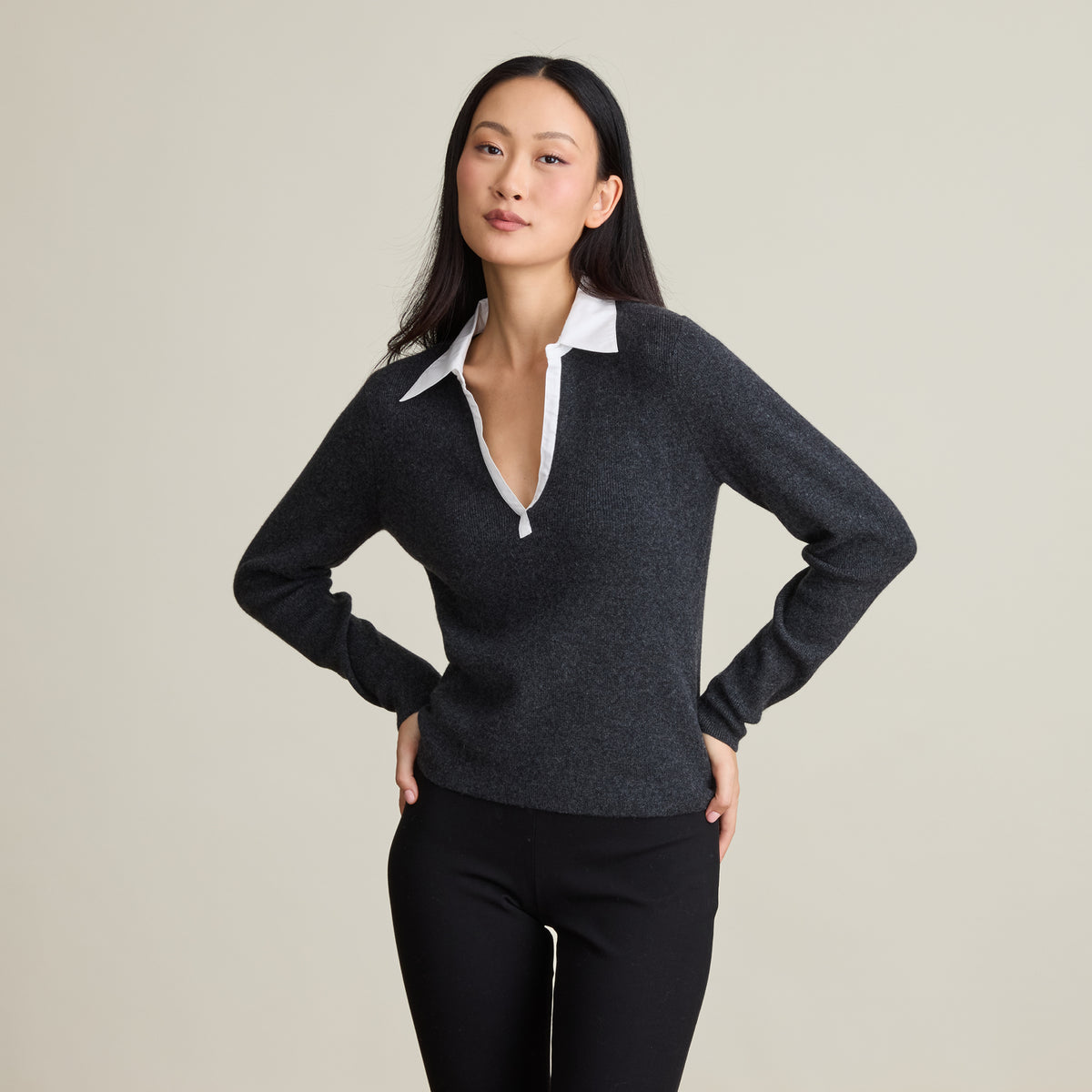 POPLIN COLLAR POLO
