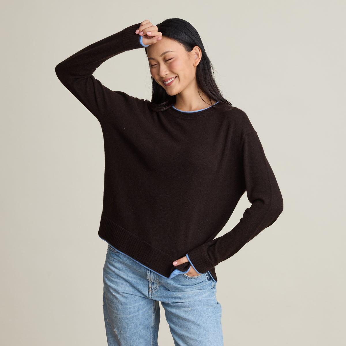 TIPPED RELAXED CREW