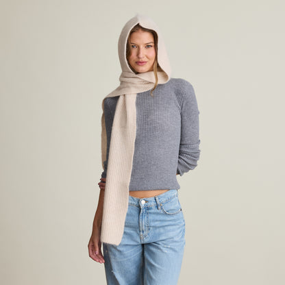BRUSHED RIBBED HOODED SCARF