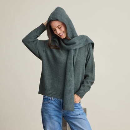 BRUSHED RIBBED HOODED SCARF