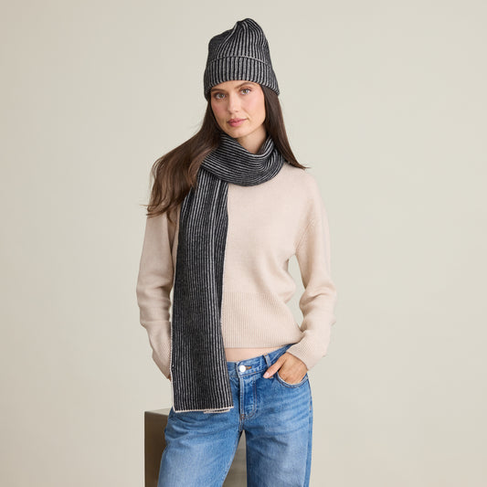 TWO TONE RIBBED SCARF  