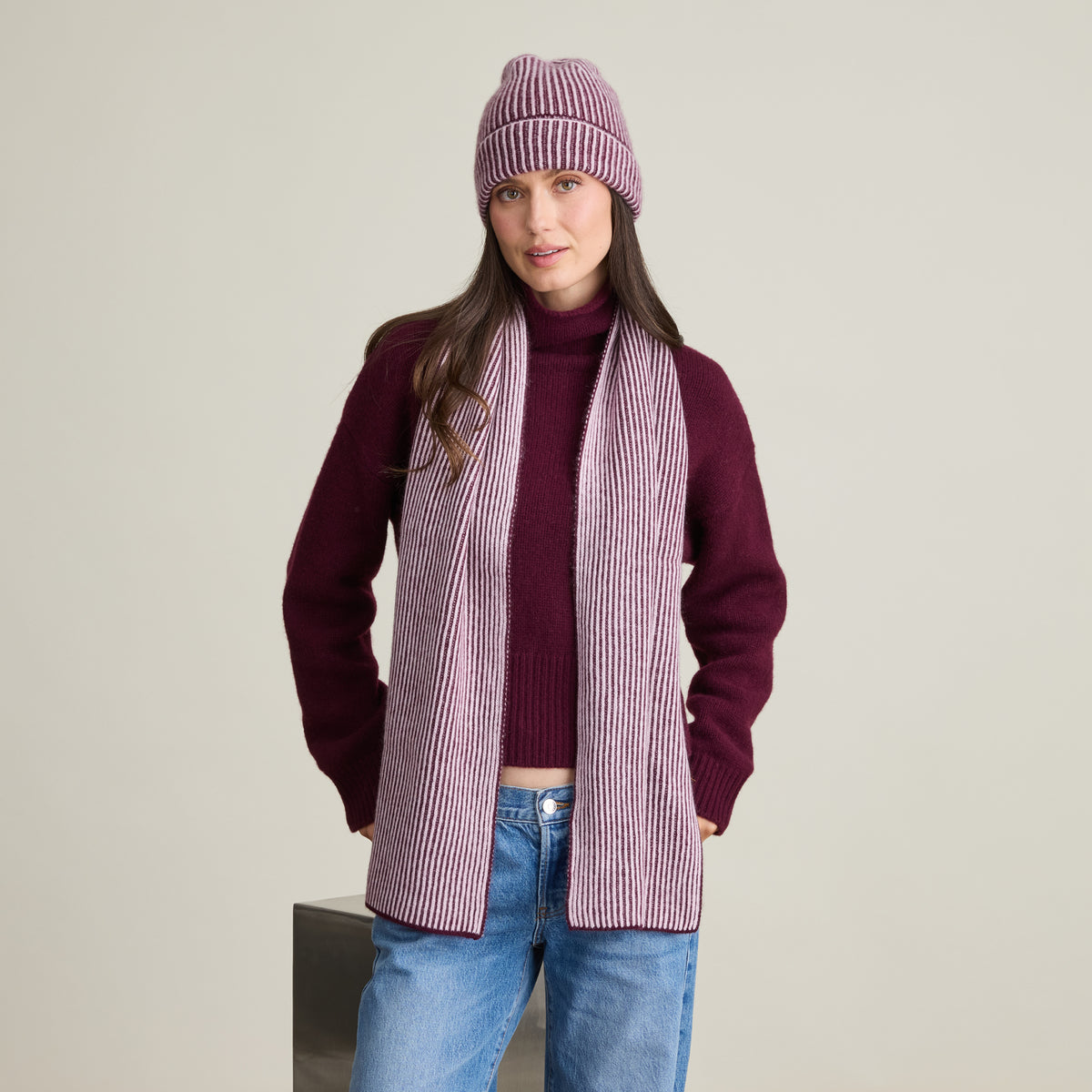 TWO TONE RIBBED SCARF