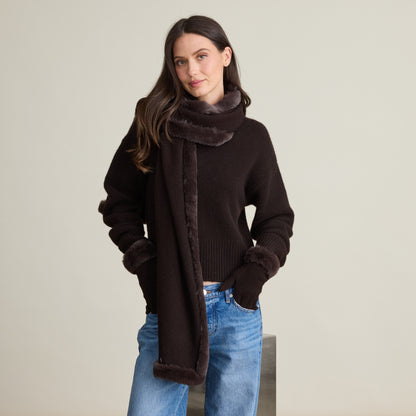 FAUX FUR TRIM SCARF