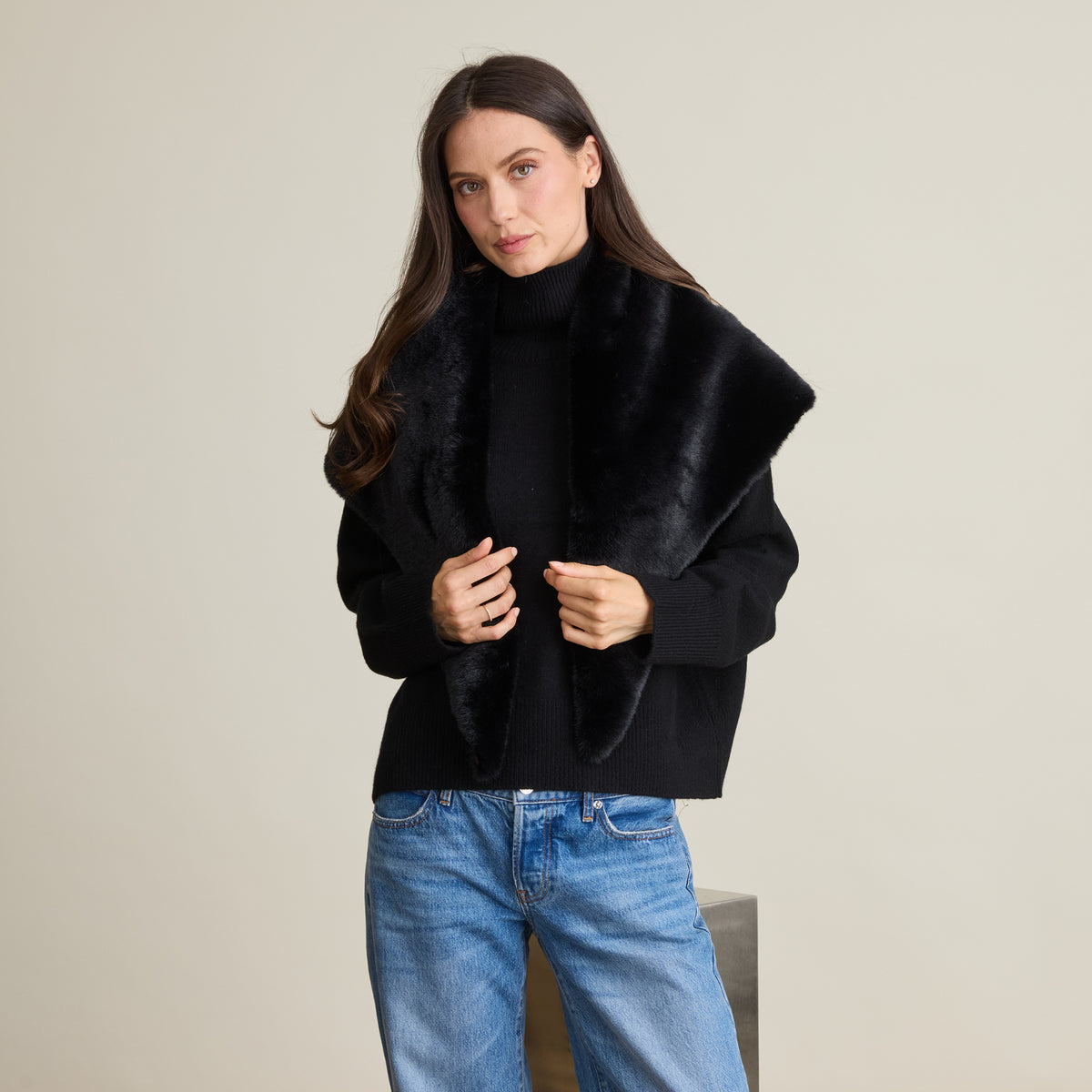 FAUX FUR LOOP THRU TRI SCARF