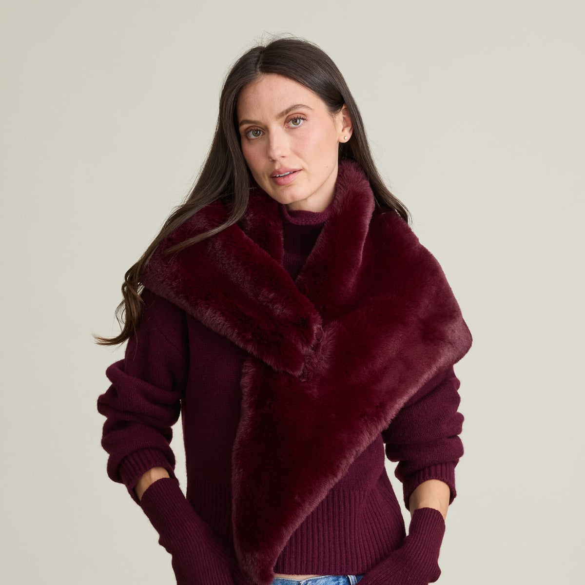 FAUX FUR LOOP THRU TRI SCARF