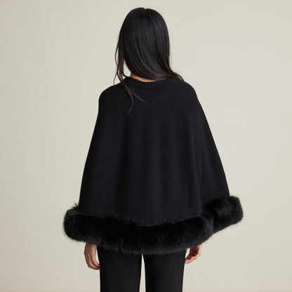FAUX FUR TRIM PONCHO