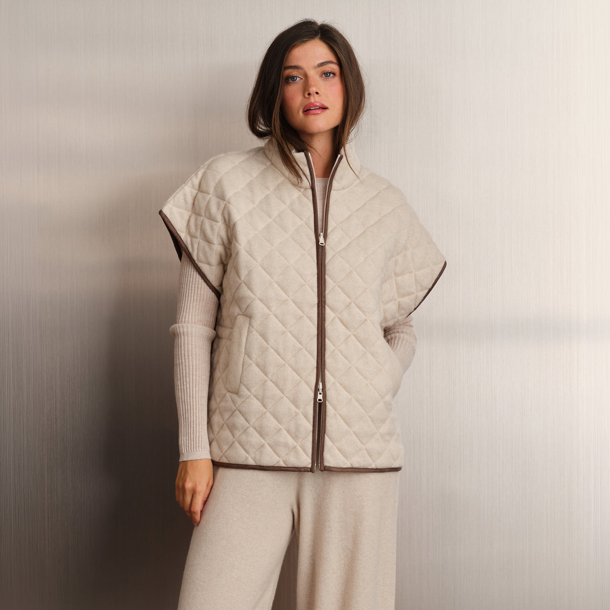 QUILTED ZIP PONCHO