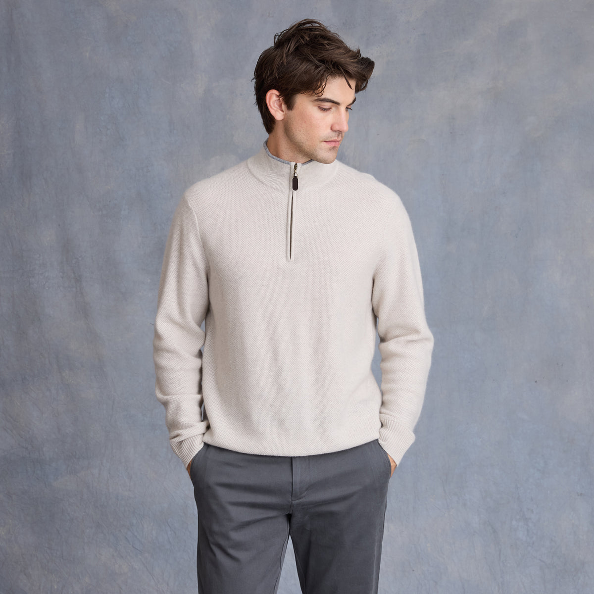 MEN'S TIPPED BIRDSEYE QRTR ZIP