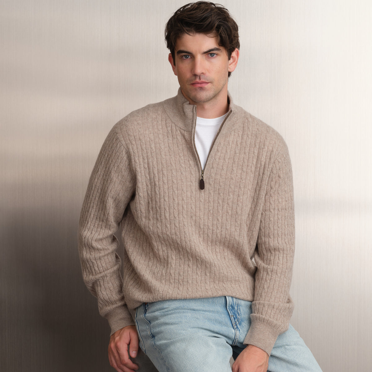 MEN'S CABLE QUARTER ZIP