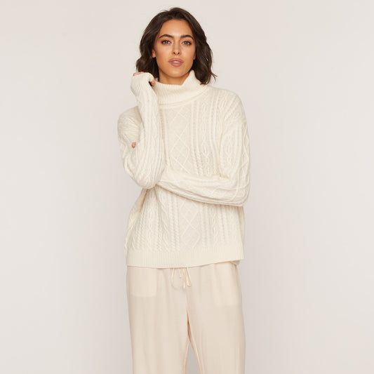 Mixed Cable Turtleneck  