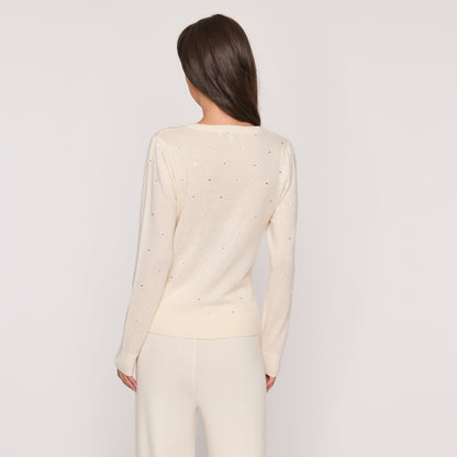 Jeweled Puff Sleeve Crew