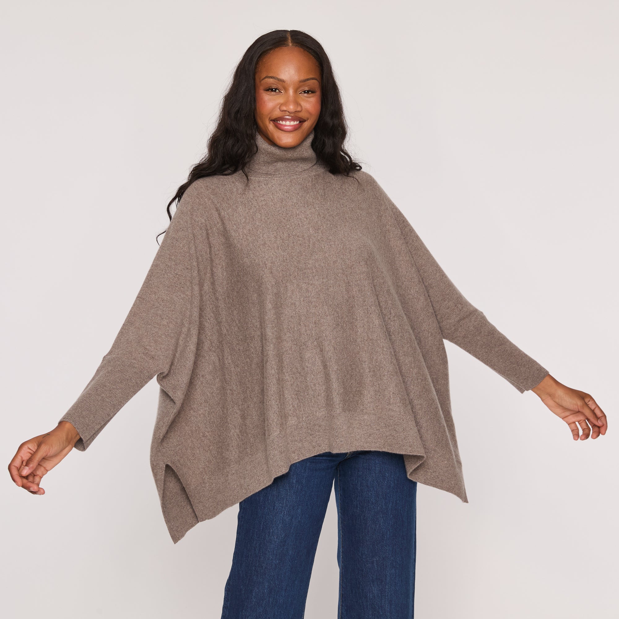CASHMERE TURTLENECK PONCHO – The Cashmere Sale