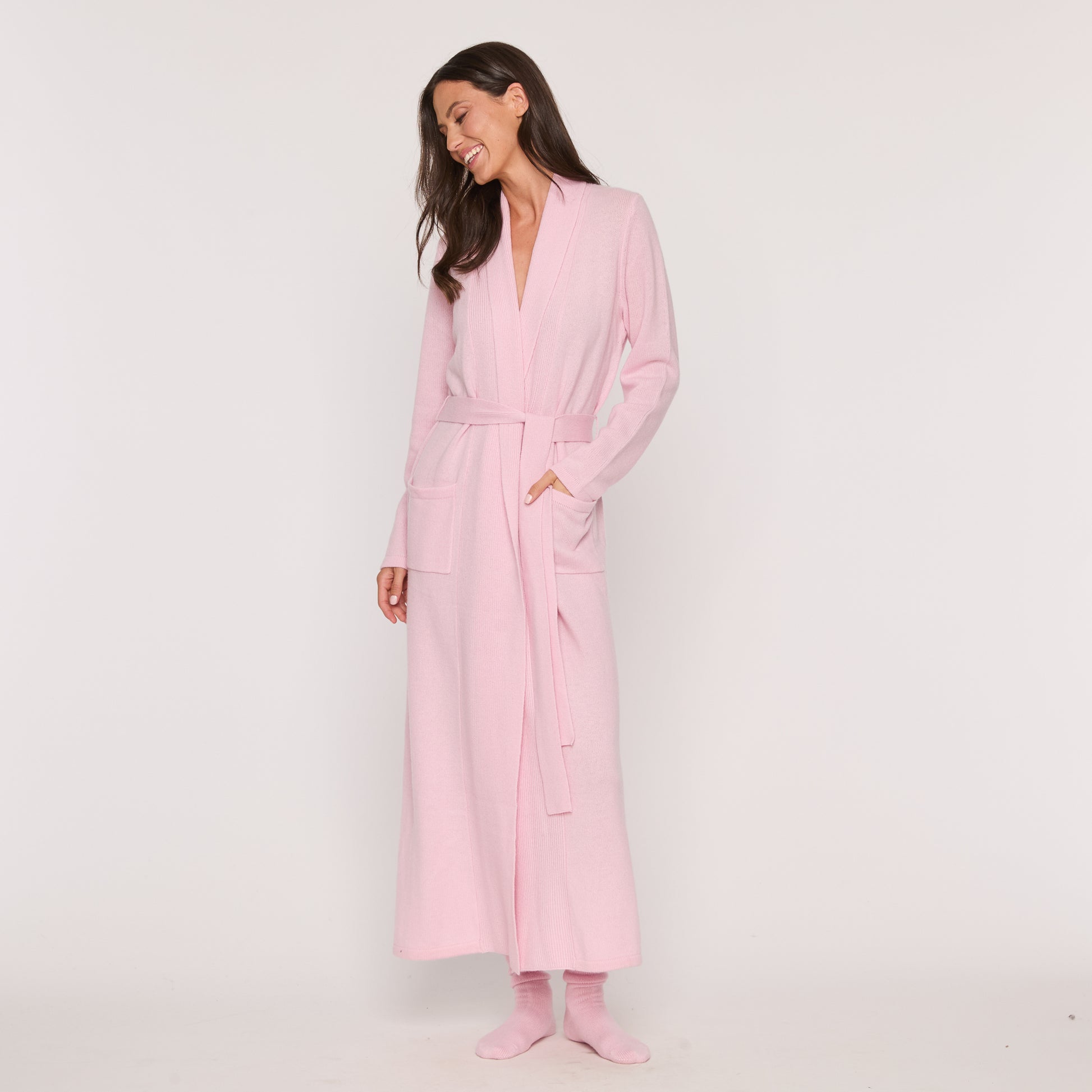 Long Luxe Cashmere Robe Pink Pearl / S Long Luxe Cashmere Robe Pink Pearl / S