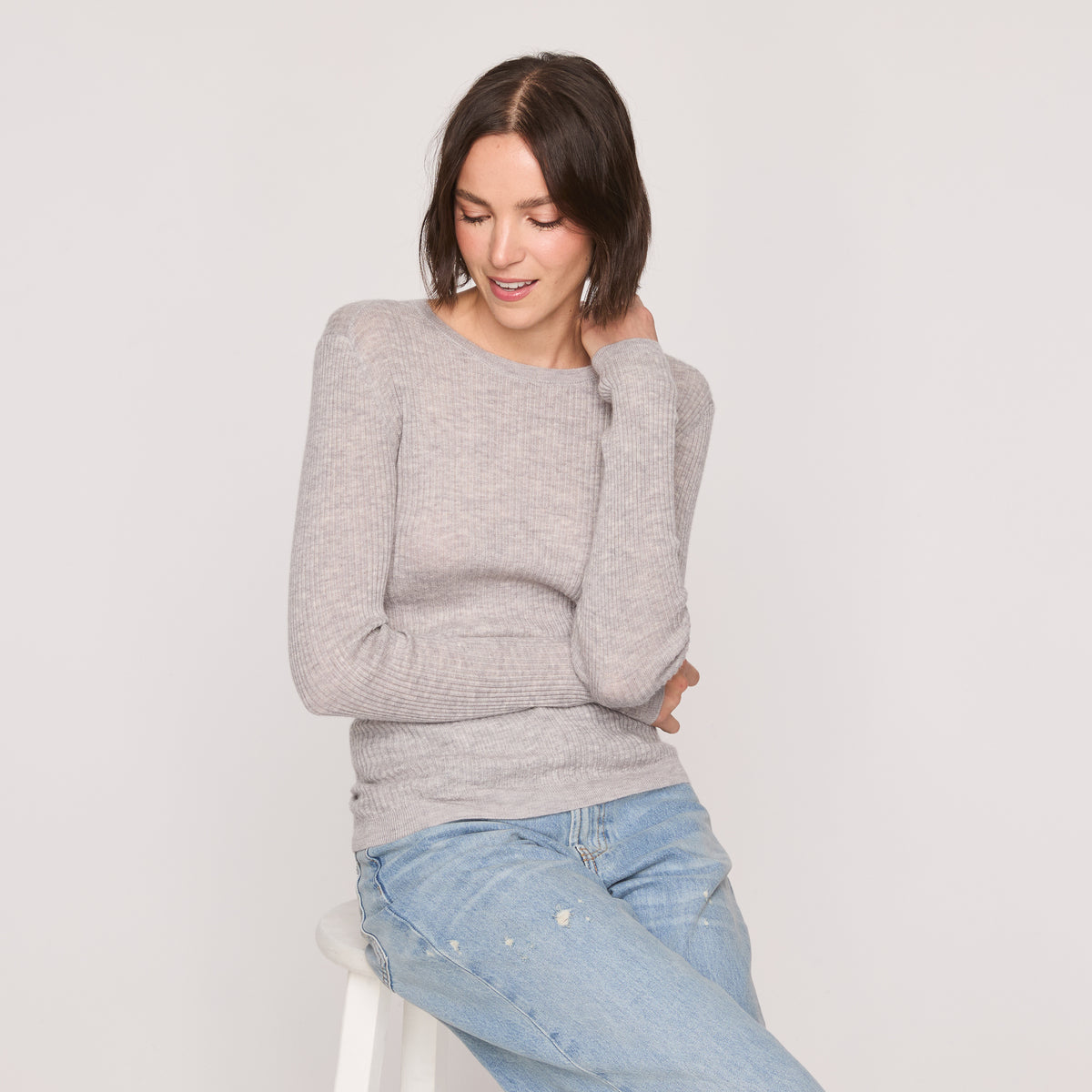 CALIFORNIA CASHMERE RIBBED CREW